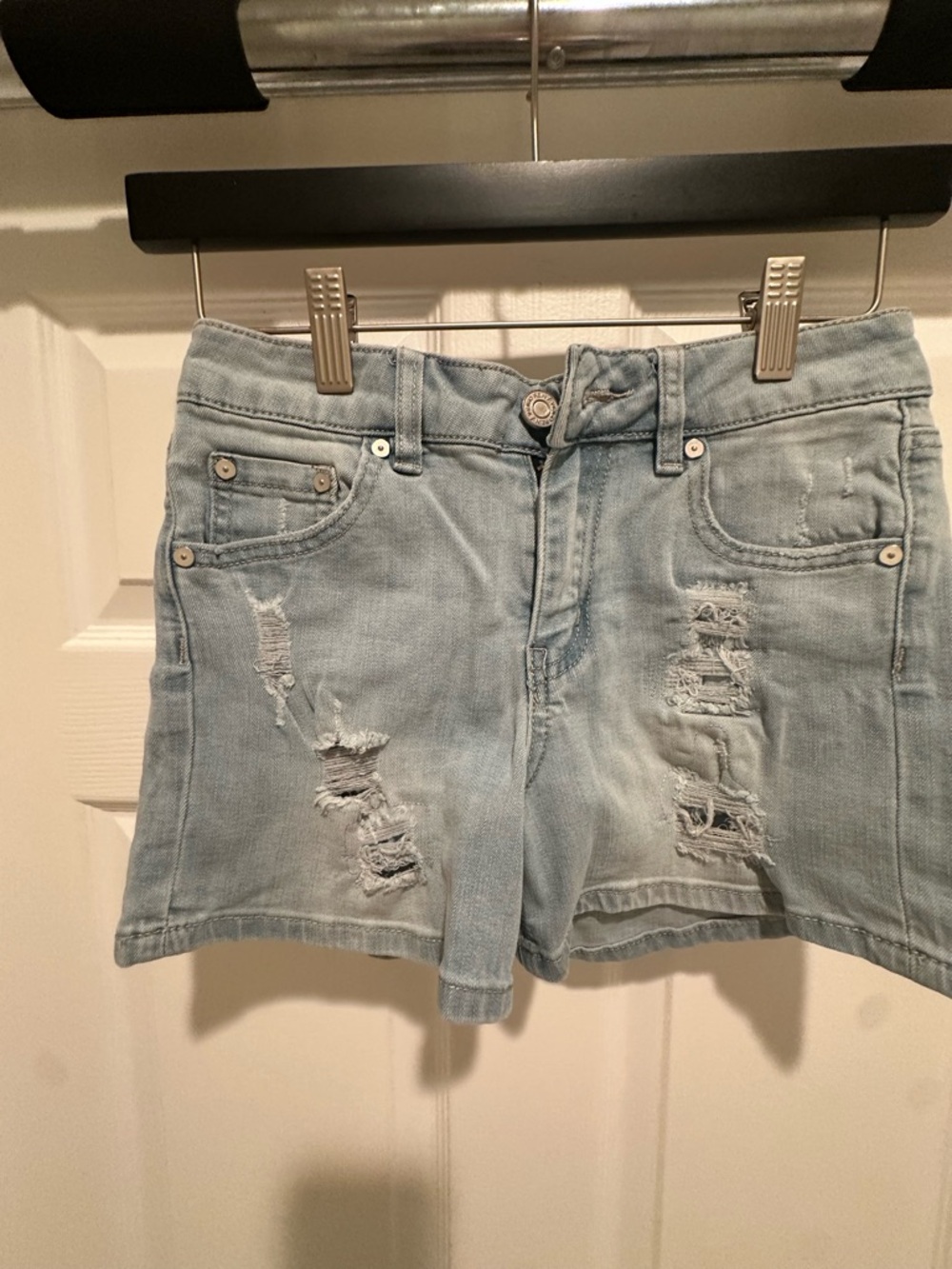 Indigo Rein Light Blue Distressed Denim Shorts